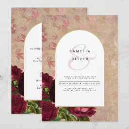 Modern Vintage Bröllbjudan till det botaniska Röd  Inbjudningar