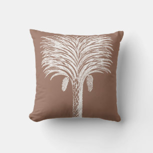 Modern Vintage Brown White Handflatan Träd Kudde
