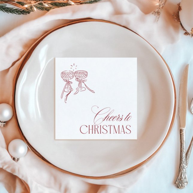 Modern Vintage "Cheers to Christmas" Holiday Party Pappersservett (Modern Vintage "Cheers to Christmas" Holiday Party Napkins)