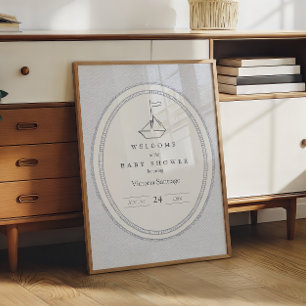 Modern Vintage Coastal Segelbåt Baby Shower Poster