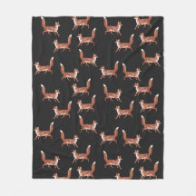 Modern Vintage Cute Red Fox Mönster på svart