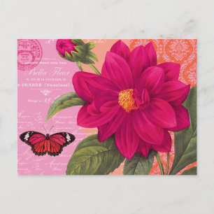 modern vintage Dahlia Vykort