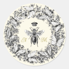 Modern Vintage drottning Bee Butterfly Wandeans Mo Runt Klistermärke