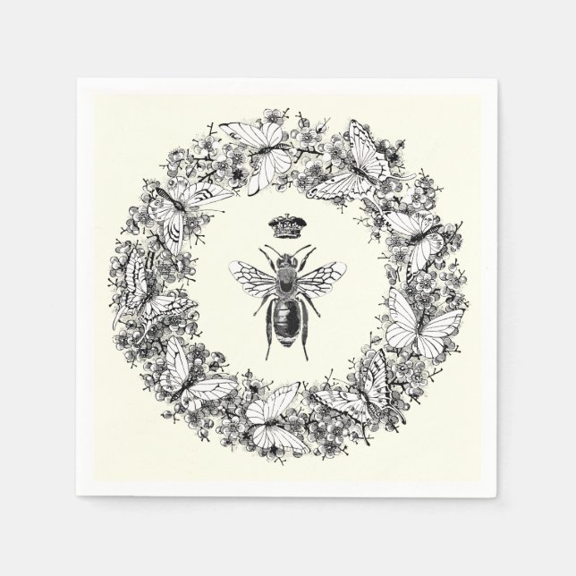 Modern Vintage drottning Bee Krona Butterfly WAN Pappersservett (Framsidan)