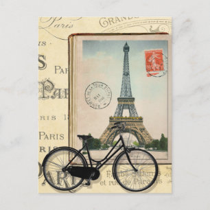 Modern Vintage Eiffeltornet collage konst Postkor Vykort