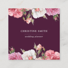 Modern Vintage Enkel Blommigt Rosa ros Business Fyrkantigt Visitkort