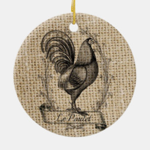 Modern vintage Farm Chicken fransk land tupp Julgransprydnad Keramik