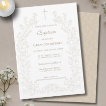 Modern Vintage Floral Christian Baptism 
