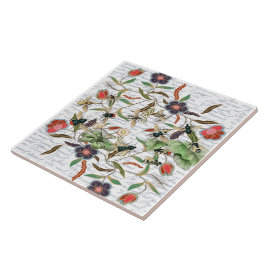 Modern Vintage Fransk Bes & Flowers Kakelplatta