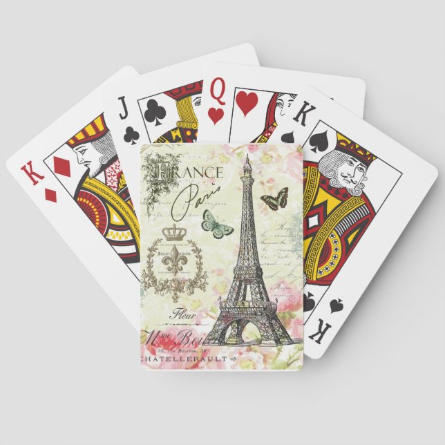 modern vintage fransk eiffel torn casinokort (Baksidan)