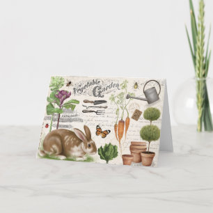 Modern Vintage Fransk Farmhouse Garden Rabbit Kort