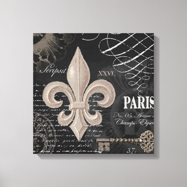 modern vintage fransk fleur de lis canvastryck (Framsida)