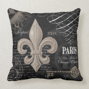 modern vintage fransk fleur de lis kudde