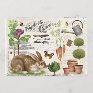 Modern Vintage Fransk Garden Rabbit Inbjudningar