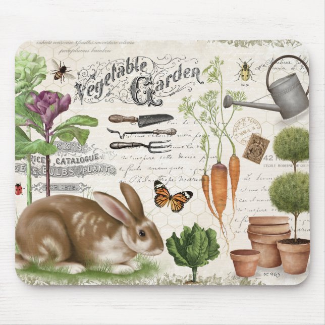 Modern Vintage Fransk Garden Rabbit Musmatta (Framsidan)
