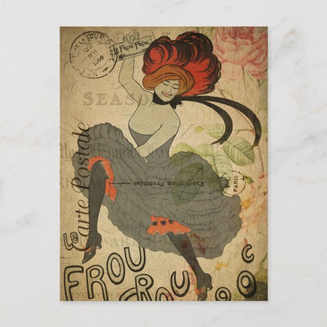 Modern Vintage French Dancer collage Postcard Vykort (Framsida)