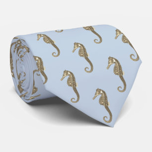 Modern Vintage Guld Brown Seahorse Soft Blue Slips