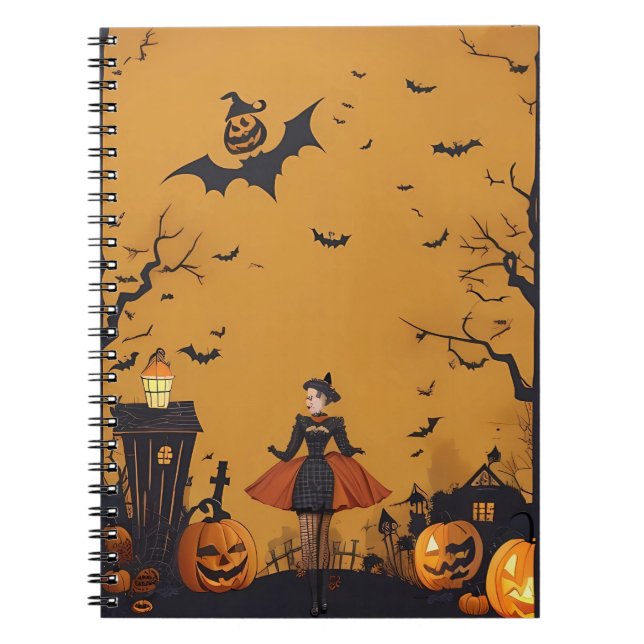 modern vintage halloween bärbar dator anteckningsbok (Framsidan)