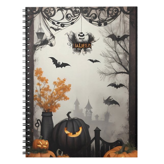modern vintage halloween bärbar dator anteckningsbok (Framsidan)