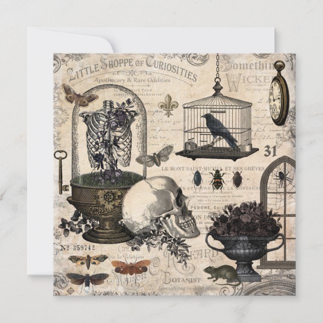 Modern Vintage Halloween Garden Kort (Framsida)