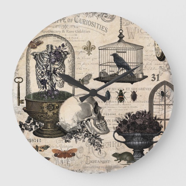 Modern Vintage Halloween Garden Stor Klocka (Framsida)