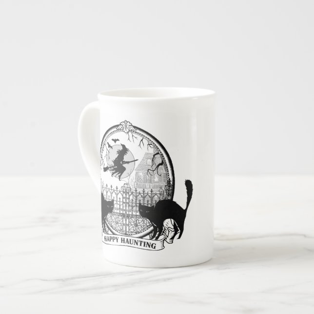 modern vintage Halloween-häxa Benporslin Mugg (Framsida vänster)