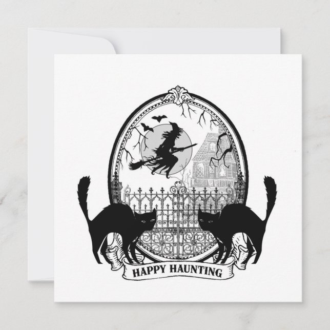 modern vintage Halloween-häxa Kort (Framsida)