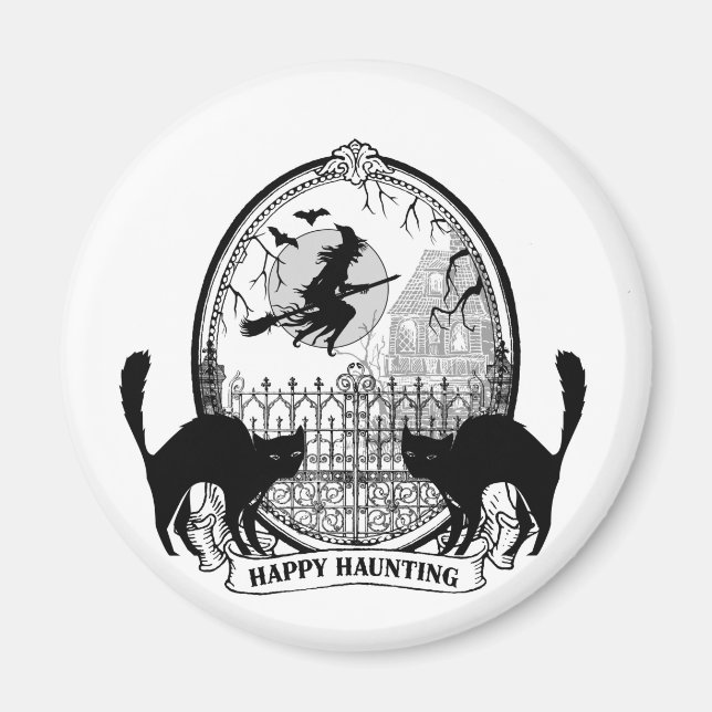 modern vintage Halloween-häxa Magnet (Framsidan)