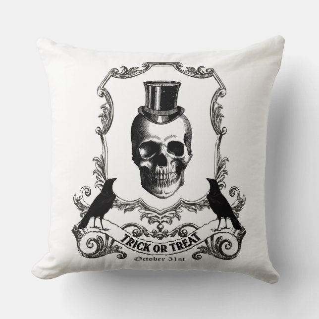 Modern Vintage Halloween-skalle Kudde (Framsida)