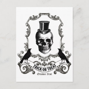 Modern Vintage Halloween-skalle Vykort