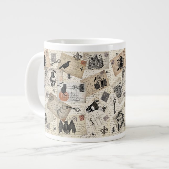 Modern vintage Halloween-vykort Jumbo Mugg (Framsida vänster)