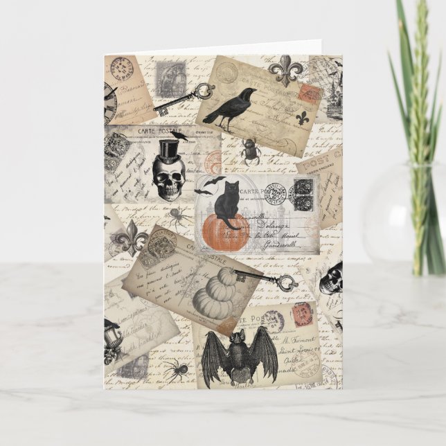 Modern vintage Halloween-vykort Kort (Framsida)