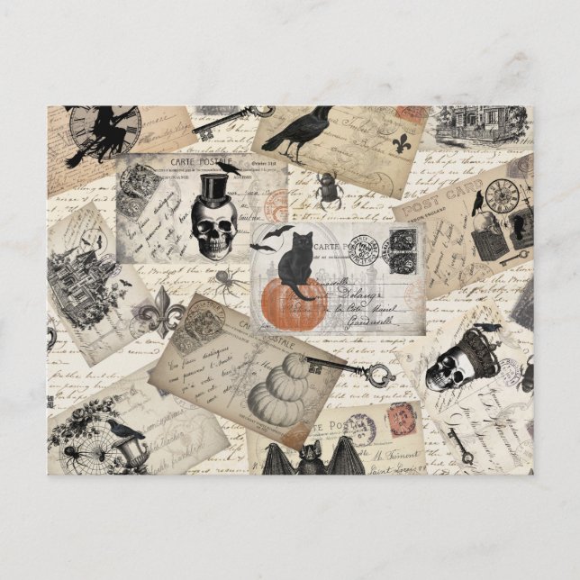 Modern vintage Halloween-vykort Vykort (Framsida)