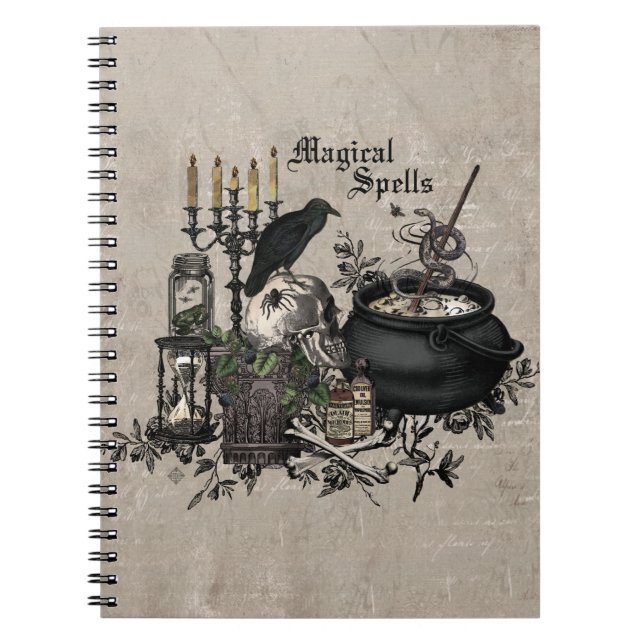 Modern vintage Halloween WITCHES BREW Anteckningsbok Med Spiral (Framsidan)