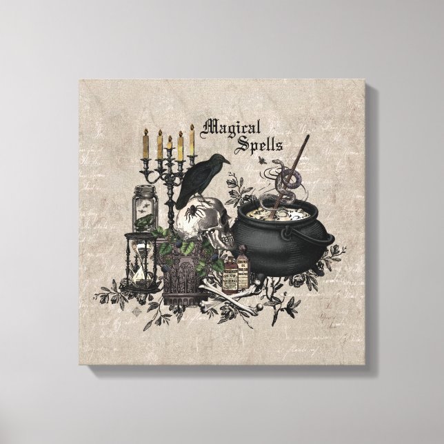 Modern vintage Halloween WITCHES BREW Canvastryck (Framsida)
