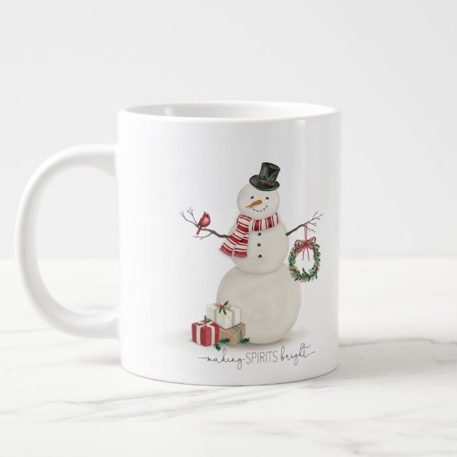 Modern vintage Helgdag snögubbe Jumbo Mugg (Vänster)