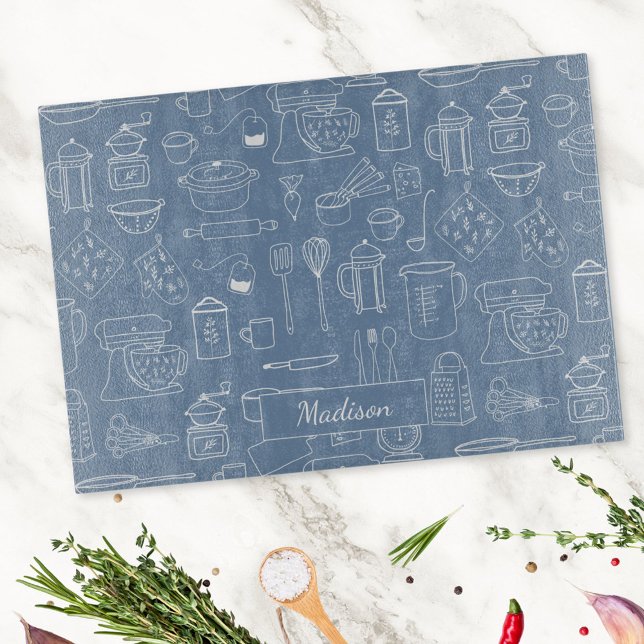 Modern Vintage Kitchen Utensils Cute Doodle (In situ)