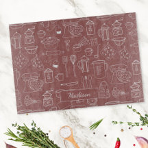 Modern Vintage Kitchen Utensils Cute Doodle