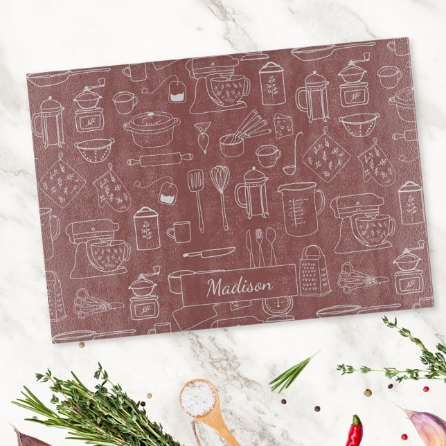 Modern Vintage Kitchen Utensils Cute Doodle (In situ)