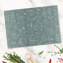 Modern Vintage Kitchen Utensils Cute Doodle