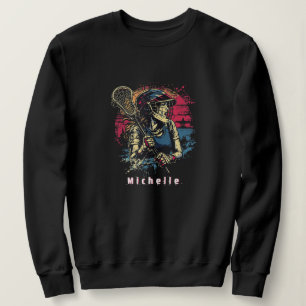 Modern Vintage Lacrosse Spelar Tjej Personlig T Shirt