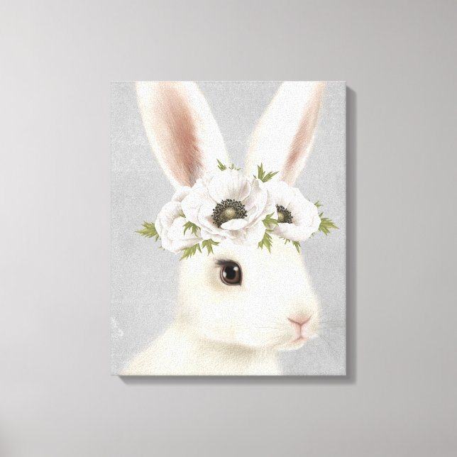 modern vintage lantbrukare, vit kanin canvastryck (Framsida)