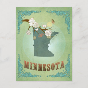 Modern Vintage Minnesota Statskarta – Sagegrön Vykort