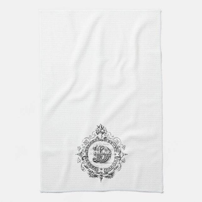 modern vintage monogram brev D Kökshandduk (Vertikal)