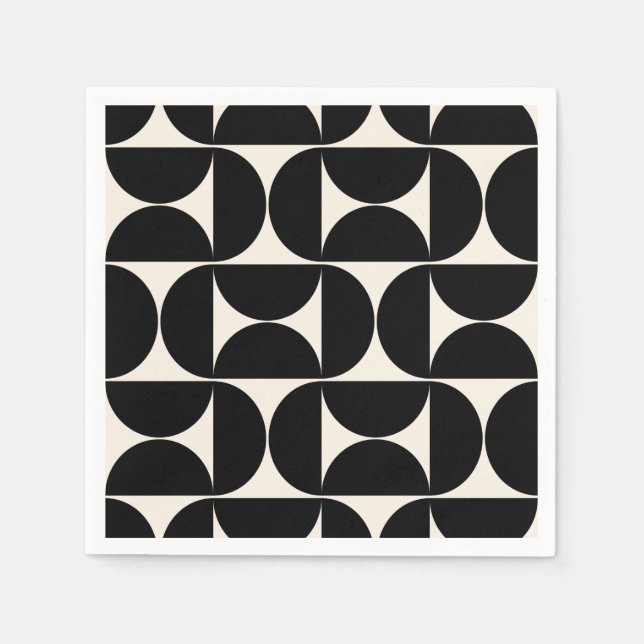 Modern Vintage Mönster, svart och vitt i mitten av Pappersservett (Framsidan)