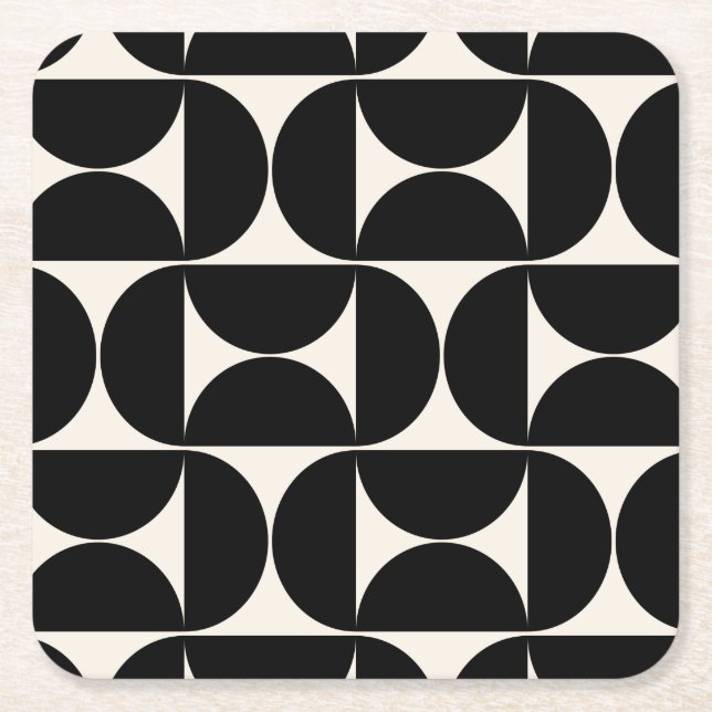 Modern Vintage Mönster, svart och vitt i mitten av Underlägg Papper Kvadrat (Framsidan)
