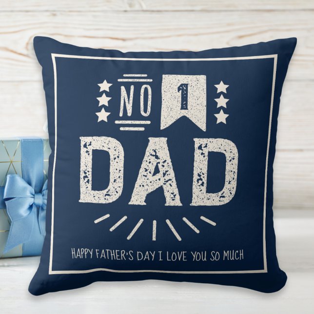 Modern Vintage Navyblå Kräm Fadersdag  Kudde (Skapare uppladdad)