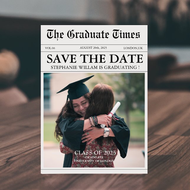 Modern Vintage Newspaper FunStyle Photo studenten Spara Datumet (Skapare uppladdad)