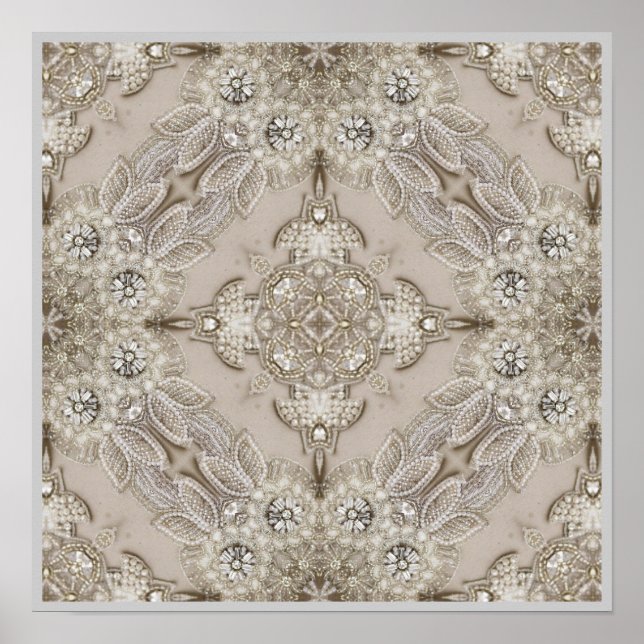 modern vintage paris mode elegant grått beige poster (Framsidan)