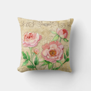 Modern Vintage Peony Blommigt Bröllop-årsdagen Kudde